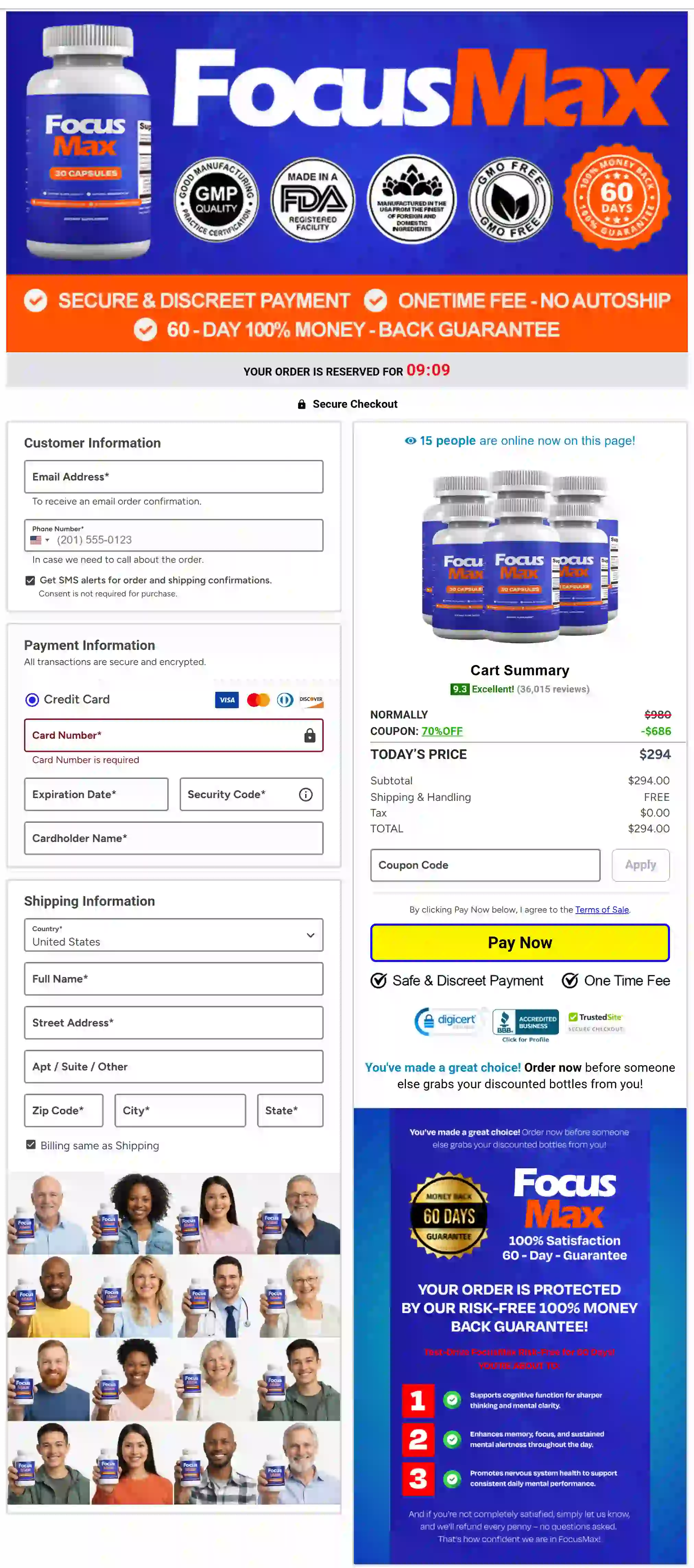Secure Focusmax checkout page